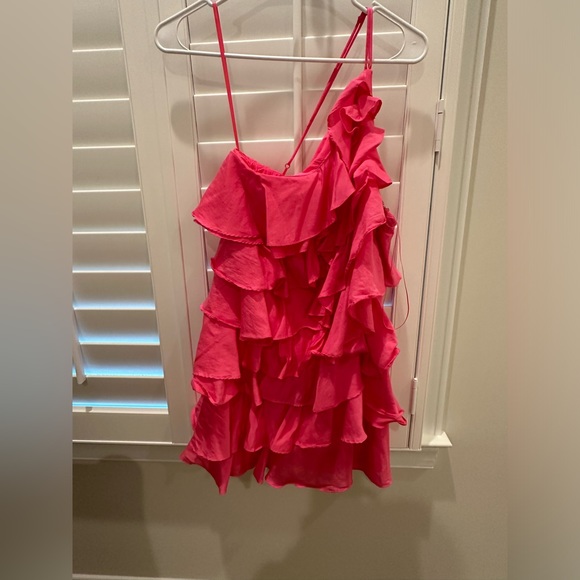 Pink Ruffle Mini Dress - Picture 1 of 3